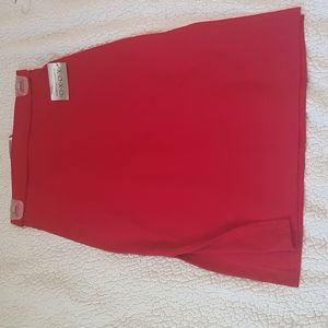 Side split straight red skirt